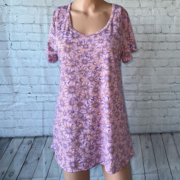 LuLaRoe Tops - LulaRoe Purple & Yellow Floral Shirt size S